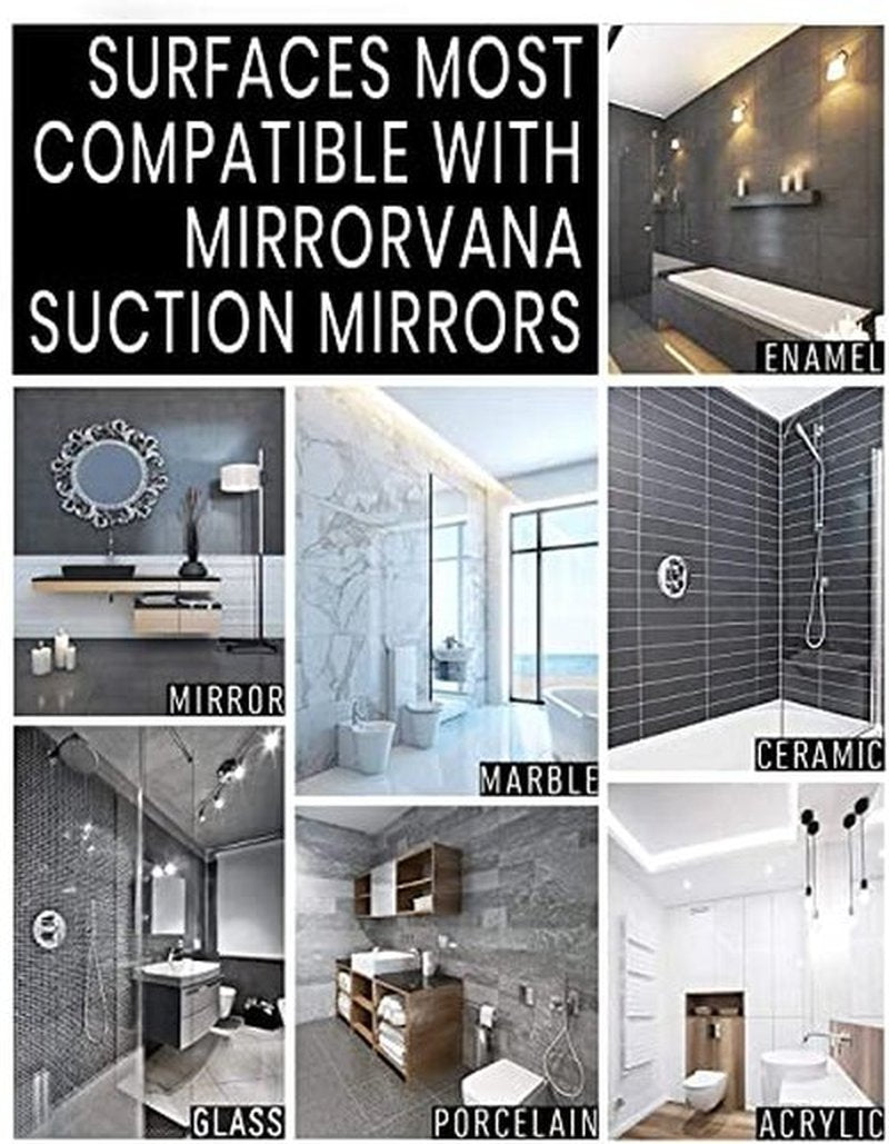 MIRRORVANA Fogless Shower Mirror for Shaving with Upgraded Suction, Dual Anti Fog Design, Shatterproof Surface & 360° Swivel, 8" x 7"