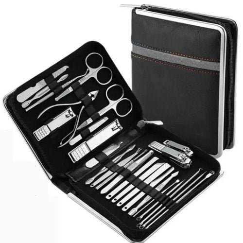 Nail Clippers Set 26 Piece Set Stainless Steel Nail Clippers Set Household Nail Cutter Suit with Box Trimmer Grooming Manicure Pedicure Nail Tools Pedicure Tools for Feet(Brown)