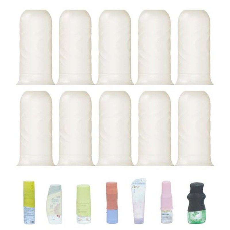 NELSHP Travel Bottle Covers for Toiletries 10 Pack Silicone Travel Size Container Sleeves,Stretching Travel Toiletries Accessories for Shampoo Lotion Conditioner (Clear White-10pcs)