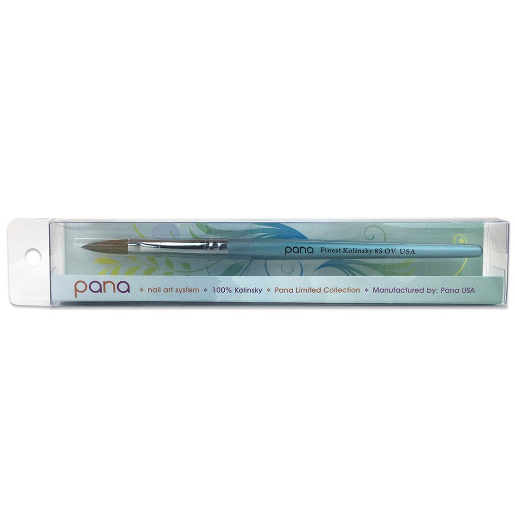 Size 10 PANA Pure Kolinsky Acrylic Nail Brush - Oval Crimped Clear Handle