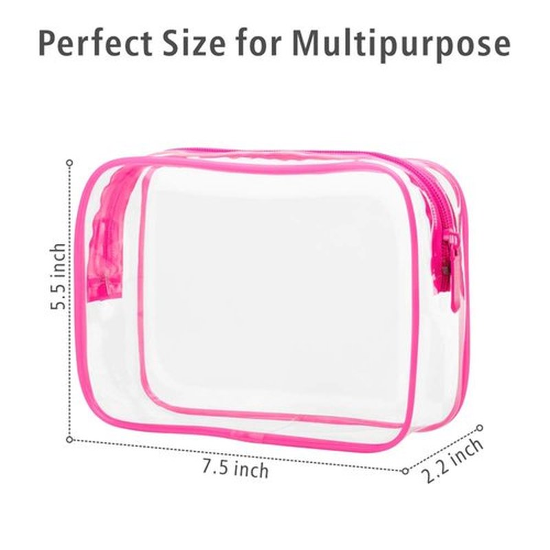 PACKISM TSA Approved Toiletry Bag - Peach Red Clear Makeup Bag, Suitable for Gifts, with Supporting Frame, Clear Toiletry Bag Perfect for Travel Essentials, Thick No Smell