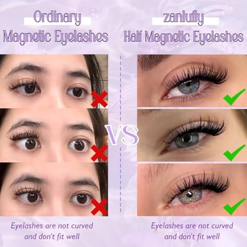 Magnetic Eyelashes Cat Eye Lashes Magnetic Eyelashes Natural Double Sided Magnetic Lashes No Glue Lashes Wispy Eyelashes with Magnetic Applicator