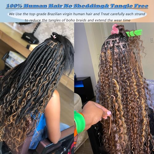 Human Braiding Hair 27/30 Water Wave Bulk Human Hair for Braiding 14 Inch Highlight Ombre Wet and Wavy Human Hair Bundles No Weft 50g 12A Brazilian Virgin Curly Human Hair for Boho Braids