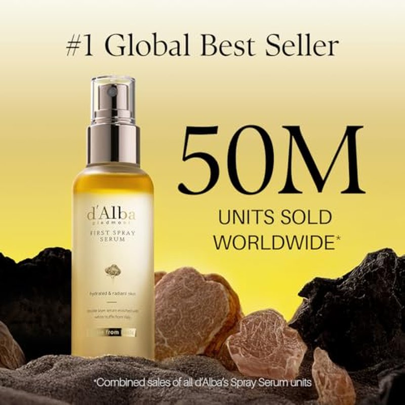 d'alba White Truffle First Spray Serum & Tone-Up Sunscreen - Broad Spectrum SPF 50+, Vegan, All Skin Types