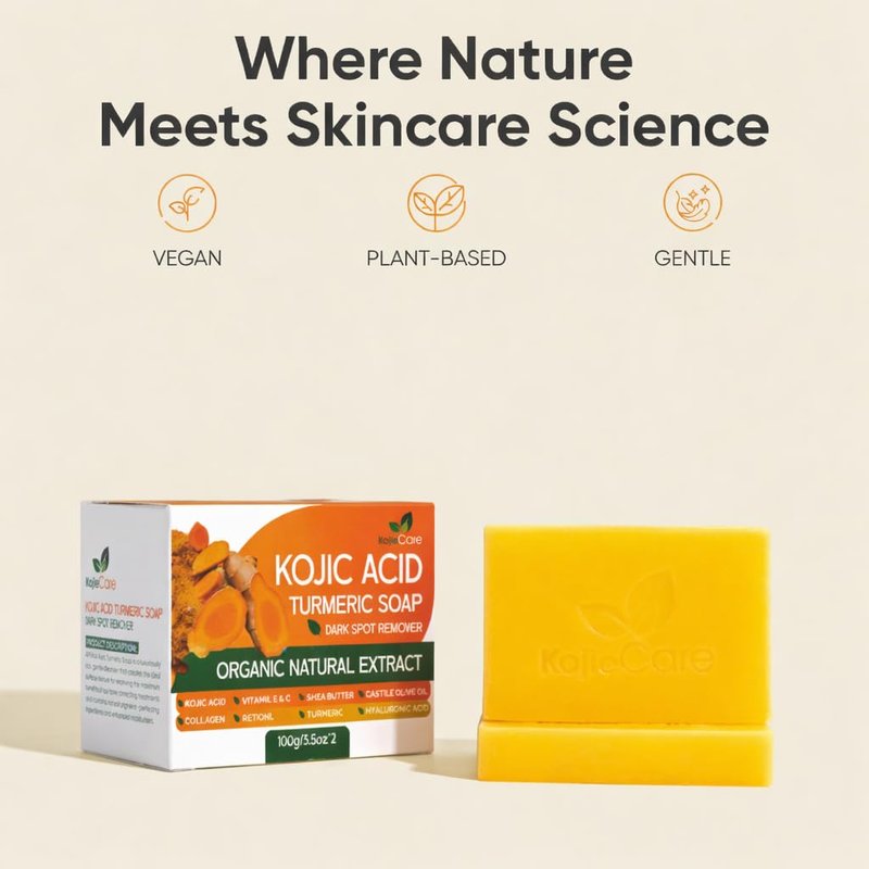 Kojic Acid Turmeric Soap Bar - Brightening & Exfoliating Natural Cleanser | 4 oz