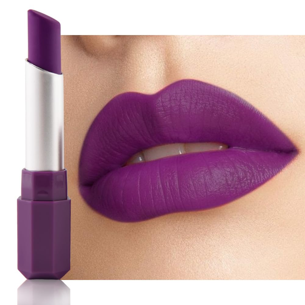 HHLTOH Purple Mauve Matte Lipstick - Pigmented Lip Crayon & Face Paint Stick for Women Everyday Halloween Birthday Party Wear, Younger-Looking Lip Makeup, Labial para fiesta de disfraces 10