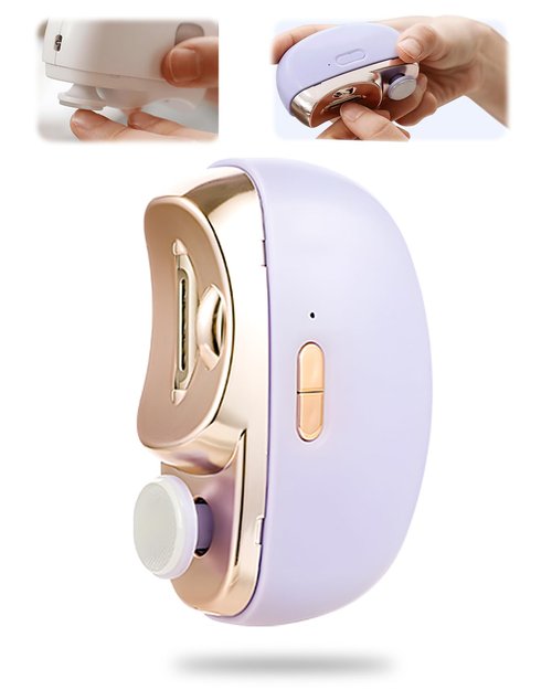 3 in 1 Automatic Electric Nail Clipper with Polishing, 2025 New Electric Toe Nail Clippers for Seniors Adults Baby, Automatic Electric Nail Clippers Nail File with Light (Purple)