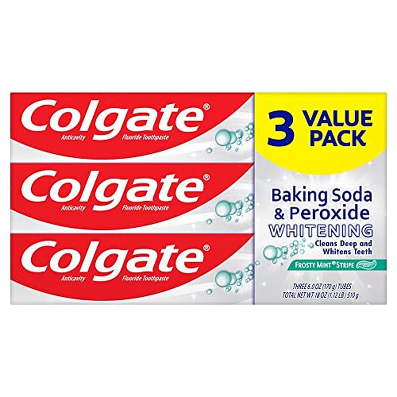 Colgate Baking Soda & Peroxide Whitening Toothpaste Frosty Mint Stripe, 6 Ounce (Pack of 1)