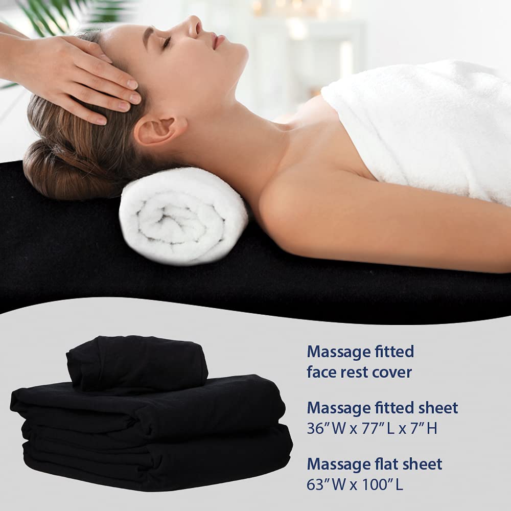 ForPro Premium Designer Flannel 3-Piece Massage Sheet Set for Massage Tables, Includes Massage Flat Sheet, Fitted Sheet and Fitted Face Rest Cover