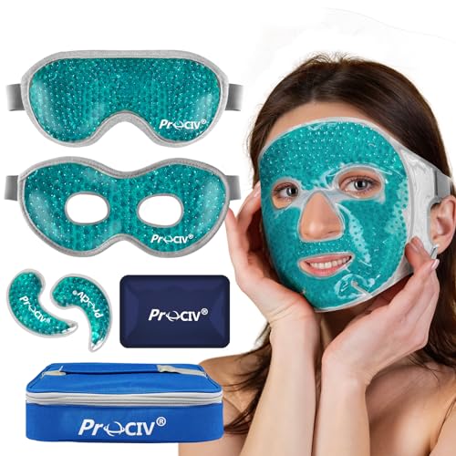 2PCS Cooling Eye Mask - Gel Eye Mask Reusable Gel Beads Hot Cold Compress with Velvet Plush Cold Eye Mask for Dark Circles Puffiness Dry Eye Headache for Men Women Sleeping Ice Eye Mask (Blue)
