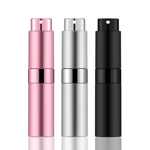 IRON BILL 8ML Mini Atomizer Perfume Travel (Matte Black&Silver&Pink) Refillable Bottle Portable Spray Bottle for Cologne and Perfume (3pcs)