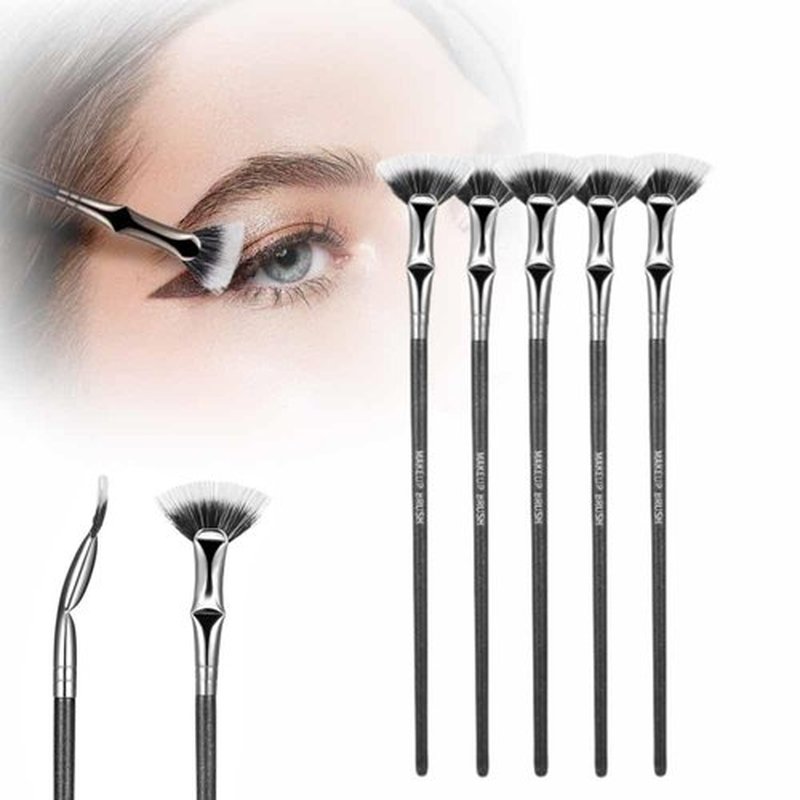 Folding Angle Scalloped Lash Brush, 2024 NEW Mascara Fan Brush for Lashes Eyelash Separator Tool, Eyelash Comb for Upper Lower Eye Lash Makeup Tools, Eye Makeup Fan Brush For Women (5 PCS)