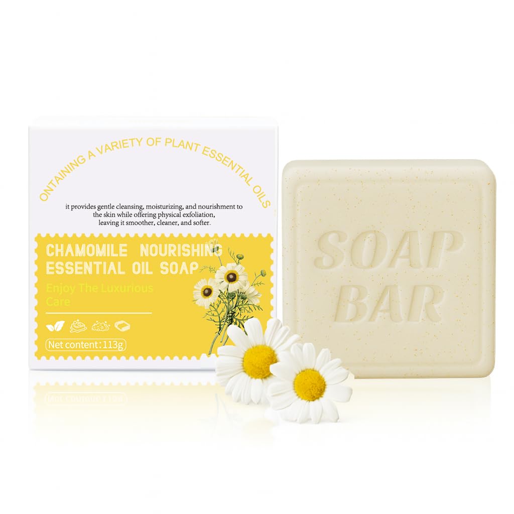 AppXynn Nourishing Essential Oil Soap Bar, 3.99oz Natural Bar Soap, Cleansing Moisturizing, Handmade Soap for Body and Face,Chamomile