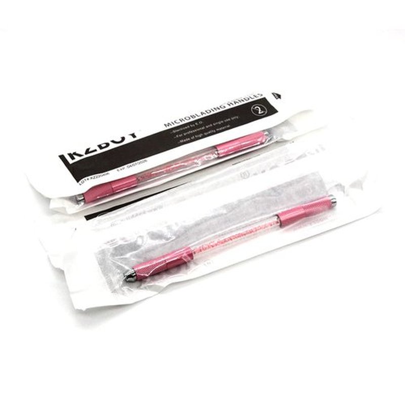 10 KZBOY Pink Microblading Handles Double Ends with Lot # and Expiration Date (Pink)