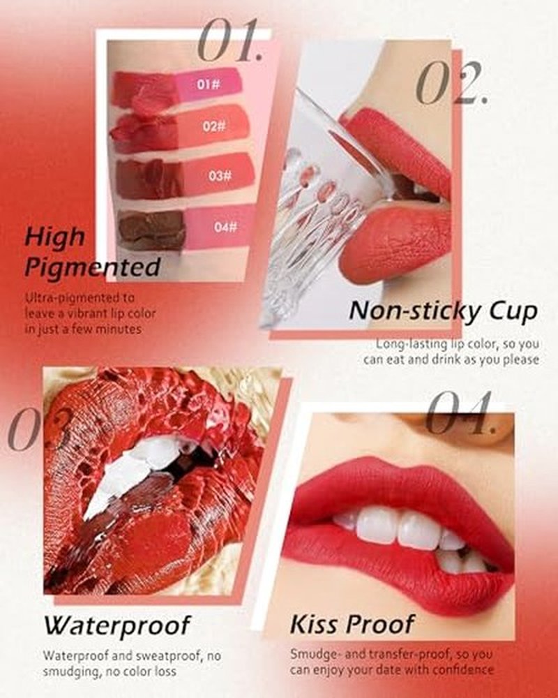 Peel Off Lip Stain - Pink Matte Lip Liner Stain Waterproof Long Lasting 24H, Highly Pigmented Lip Tattoo Peel Off Lip Tint Stain, Transfer-Proof and Non-Stick Cup, Liquid Lip Gloss Makeup for Women-01