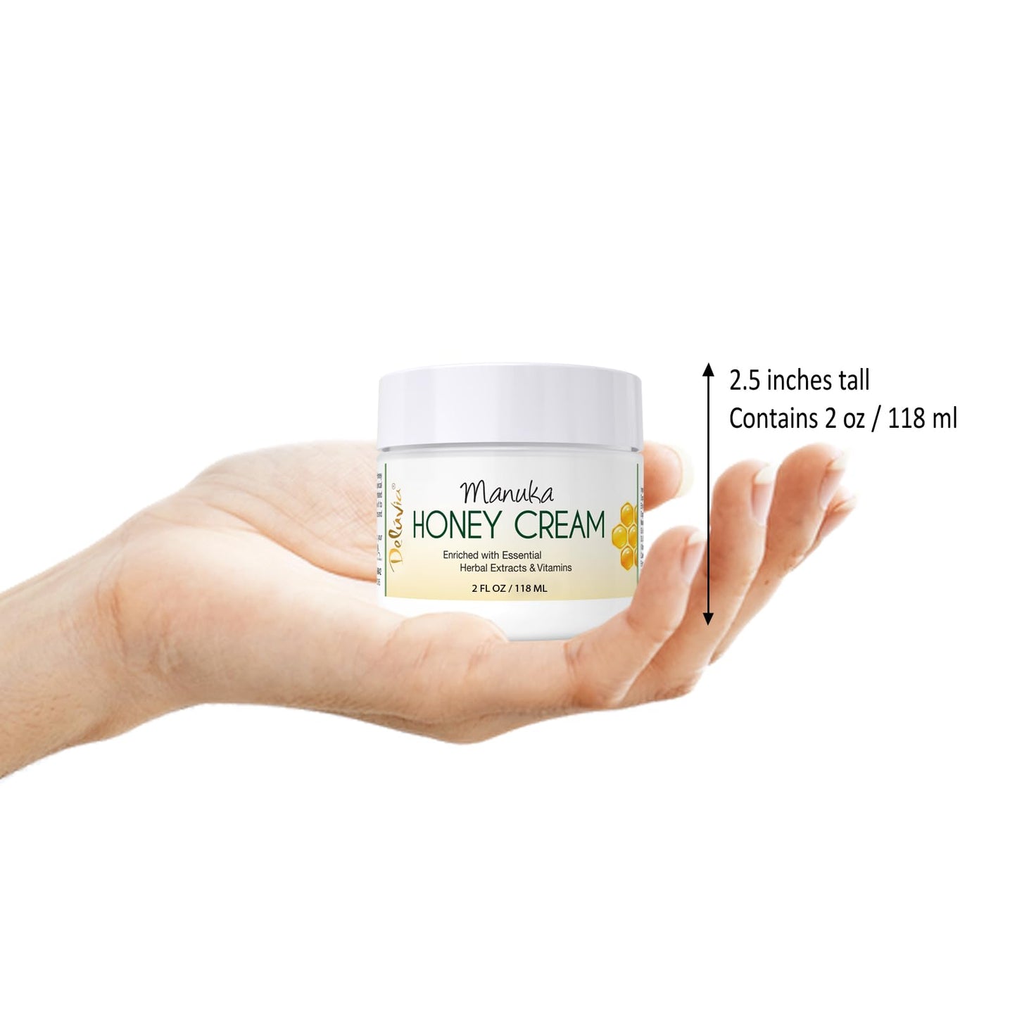 Deluvia Manuka Honey Cream | Hydrating, Soothing for Dry Skin | for Sensitive Skin, Eczema, Psoriasis & Dermatitis - 2 oz Compact Travel Size