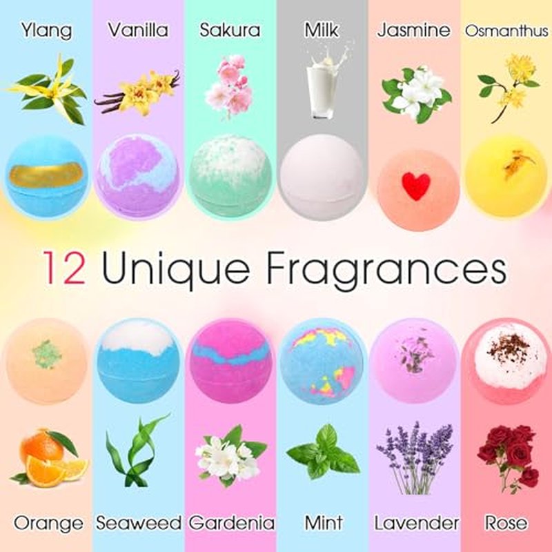 Bath Bombs for Women Gift Set Organic Bath Bombs Home SPA Bubble Bath Bombs for Relaxing Birthday Gift for Her, Wife, Mother