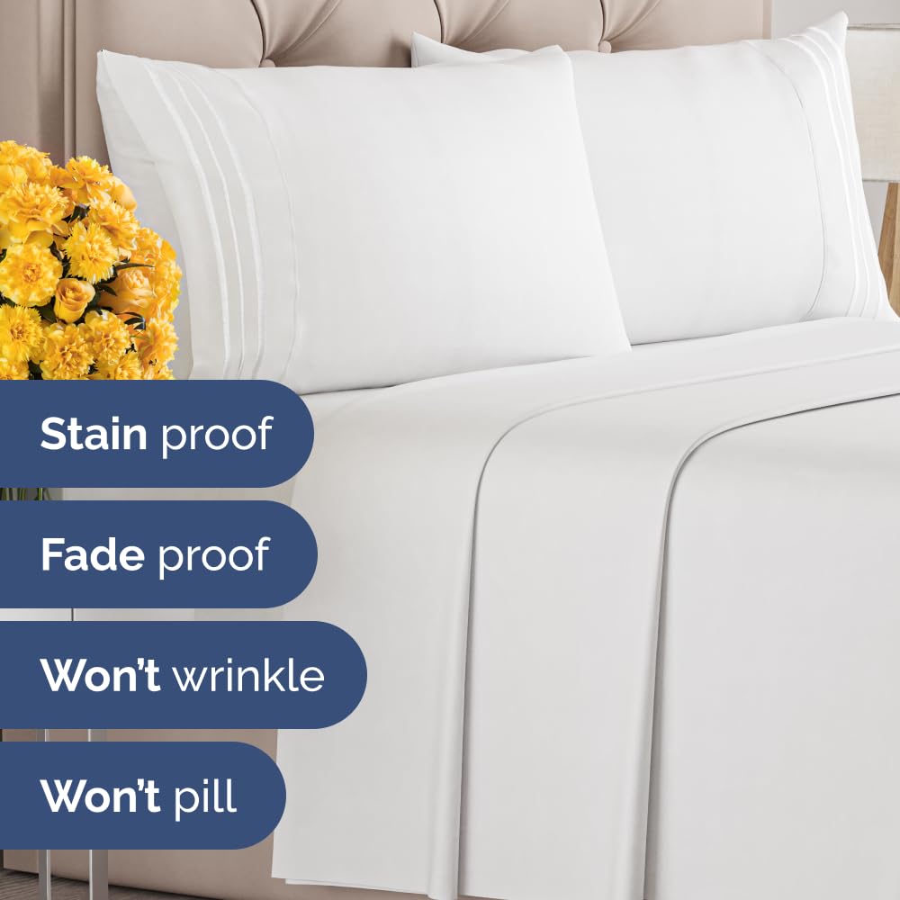 Bulk Case Pack of 20 Flat Sheets - (20) Twin XL Size Hotel Quality Top Flat Bed Sheets Only - Wholesale Bulk Bedding for Hotels, Spas & Airbnbs - Breathable, Cooling & Wrinkle Free - (Twin XL, White)