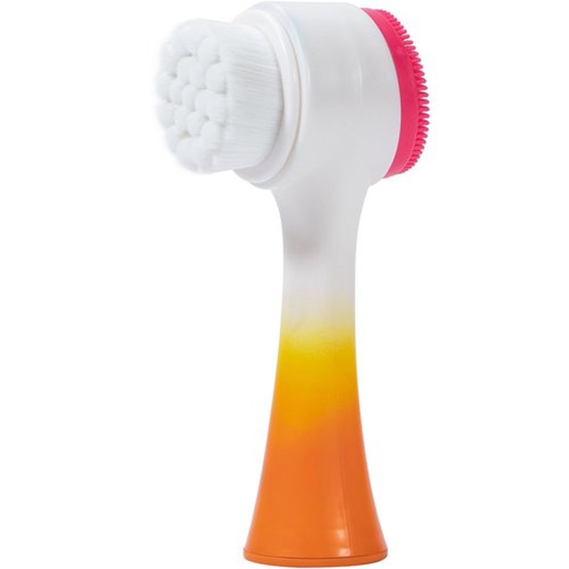Beomeen Face Brush 2 in 1, Silicone Facial Cleansing Exfoliating Brush Soft Bristles Pore Deep Cleansing Manual Dual Face Wash Scrub Brush For Massaging, Makeup Skincare Removal, Gradient White
