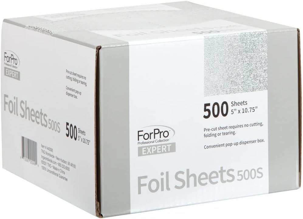 ForPro Expert Embossed Aluminum Foil Sheets 500S, Pop-Up Foil Dispenser, Hair & Food Safe, 5' W x 10.75' L, Pack of 2 (500-Count)