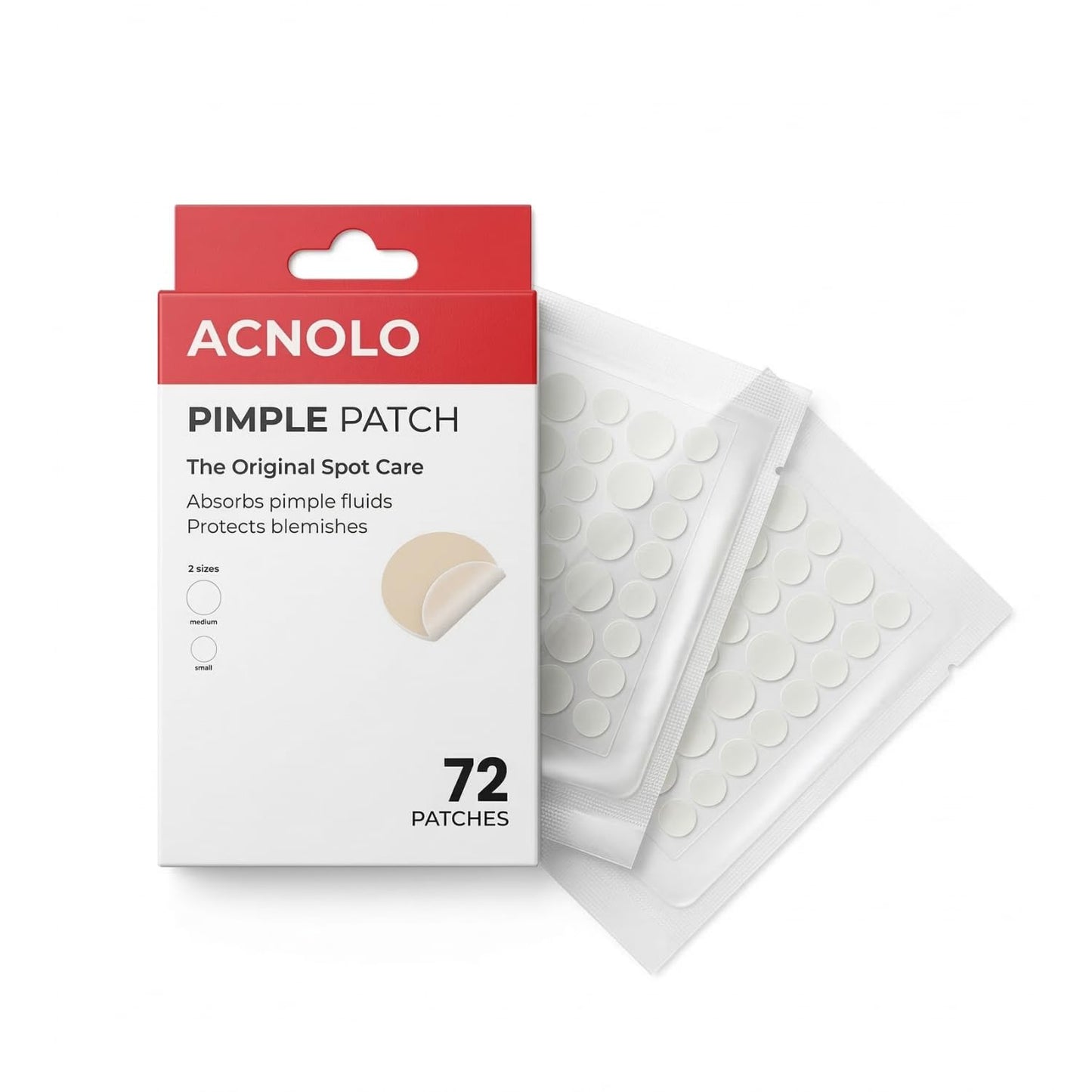 ACNOLO Pimple Patches for Face, Hydrocolloid Acne Patches, Invisible Spot Stickers for Pimples and Blemishes, Overnight Zit Patches, All Skin Types (72 Count)