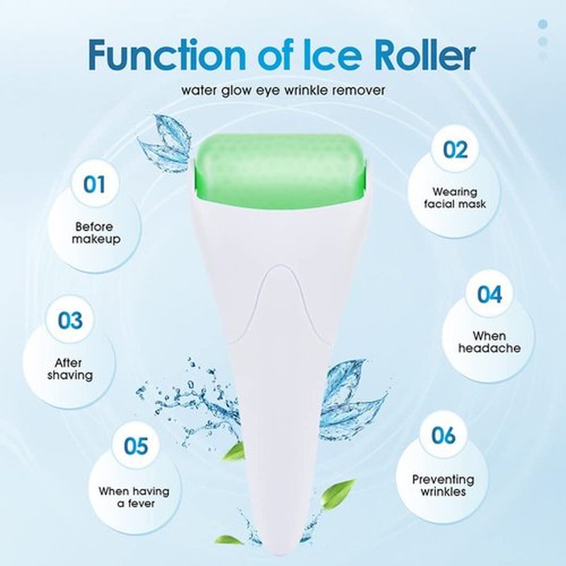 3-in-1 Natural Jade Roller and Gua Sha Set for Face and Eye Ice Roller Facial Cooling Massage Roller (White Ice Roller + Jade Roller + Gua Sha)
