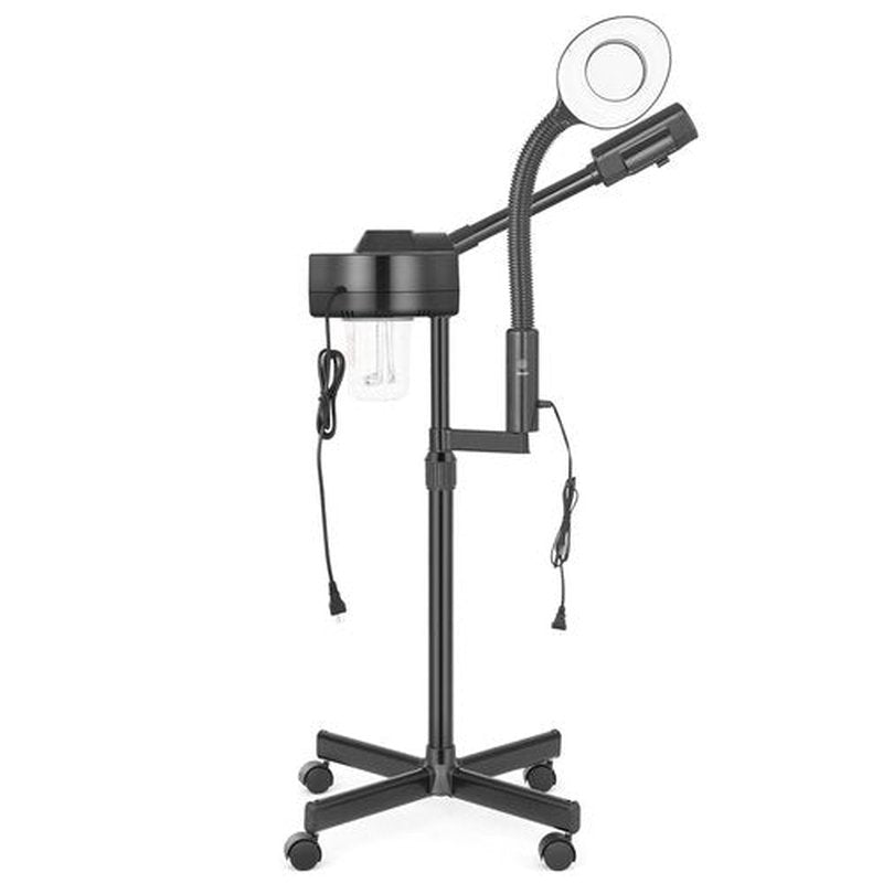 Professional Facial Steamer ，2 in1 Steamer for Face 5X LED Magnifying Lamp Facial Steamer，Beauty Face Equipment Use at Home，Sap or Salon（Black）