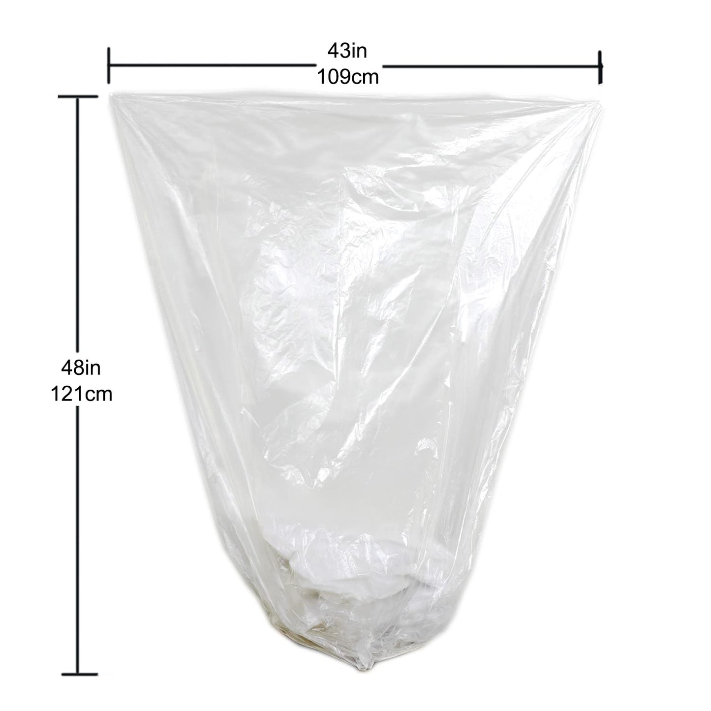 TYPLASTICS 45-48 Gallon Clear Trash Can Liners - 43" x 48" - High Density Garbage Bags - 200 Pack - Multipurpose for Office, Yard, Recycling, Industrial and Commercial