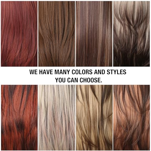 testar Ombre Blonde Black Wigs for Women Long Layered Straight Wigs With Bangs Heat Resistant Fiber Synthetic Wigs for Party/Halloween Use