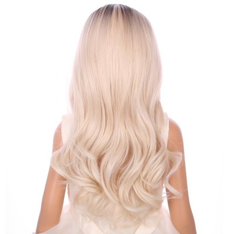 PATTNIUM Long Blonde Wigs for Kids Child Wig Long Curly Wavy Wig Ombre Blonde Wig Middle Part Girls Wig Black to Blonde Long Wigs Heat Resistant Synthetic Hair Wig with Wig Cap