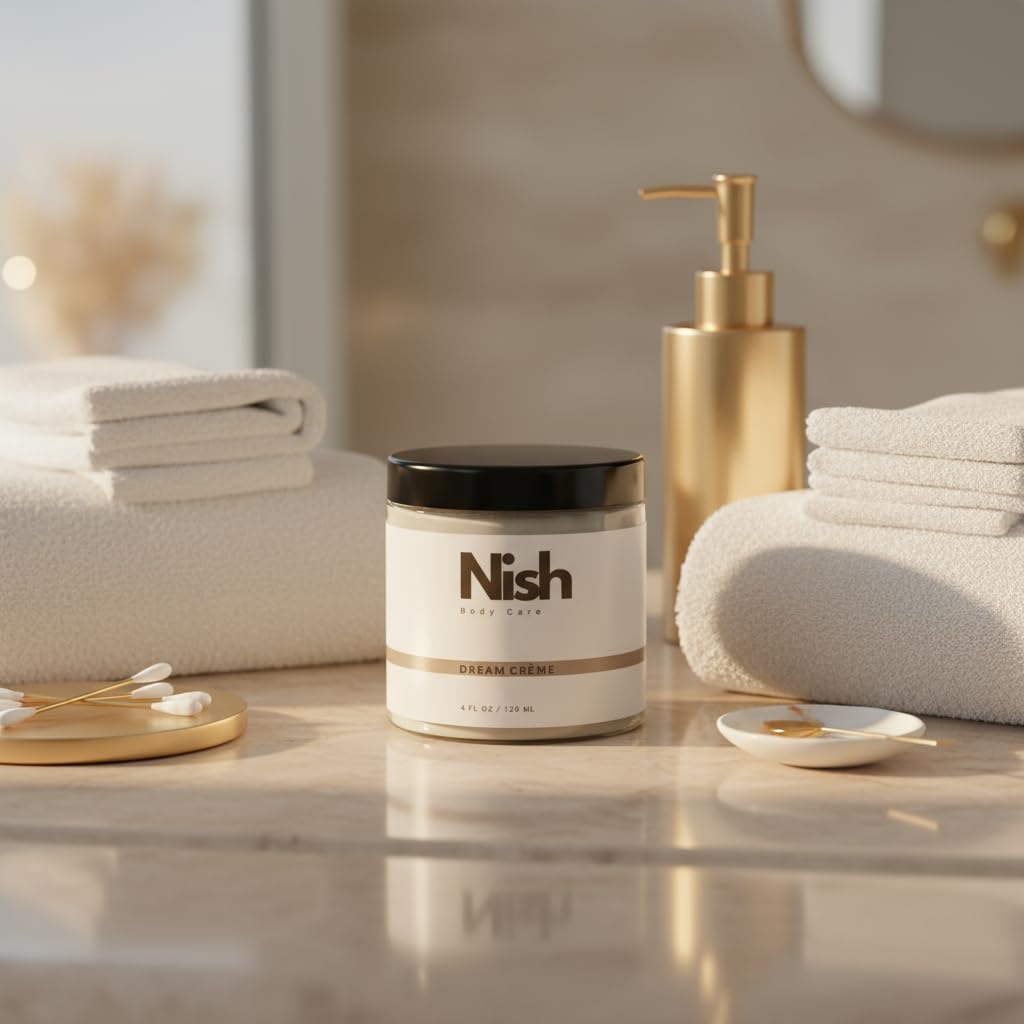 NISH body care Dream Crème - Overnight hydrating recovery crème, delivers intense hydration, restores skin while you sleep, fragrance free, non toxic, vegan & cruelty free.(4 oz.)