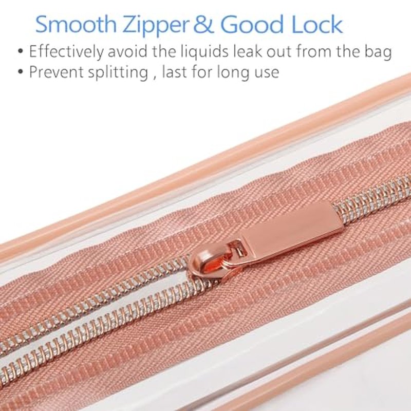 PACKISM Clear Makeup Bags - 2 Pack TSA Approved Toiletry Bags in 2 Size Clear Travels Bags for Toiletries, Clear Cosmetic Bags Airport Carry on Clear Compliant Bag, Light Purple