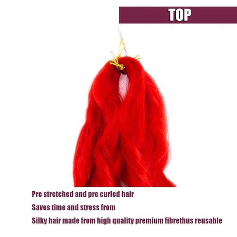 4 Packs French Curly Braiding Hair 24 Inch Loose Wave Spiral Curly Crochet Hair for Black Women Pre Stretched Braiding Hair with Curly Ends, red#
