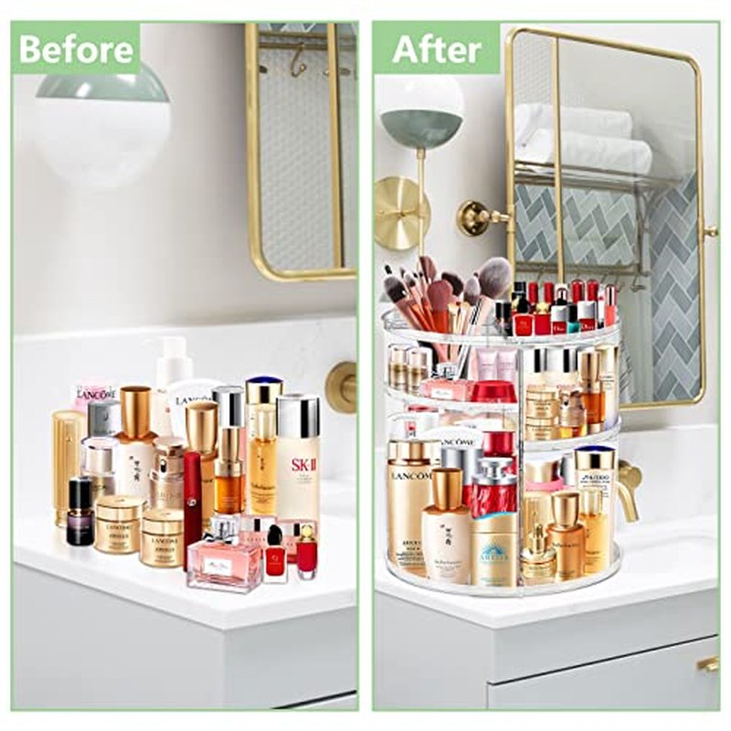 LeeWent 360 Acrylic Rotation Makeup Organizer, Large Capacity, Easy Access, Sturdy, Multi-functional, Great Gift Idea
