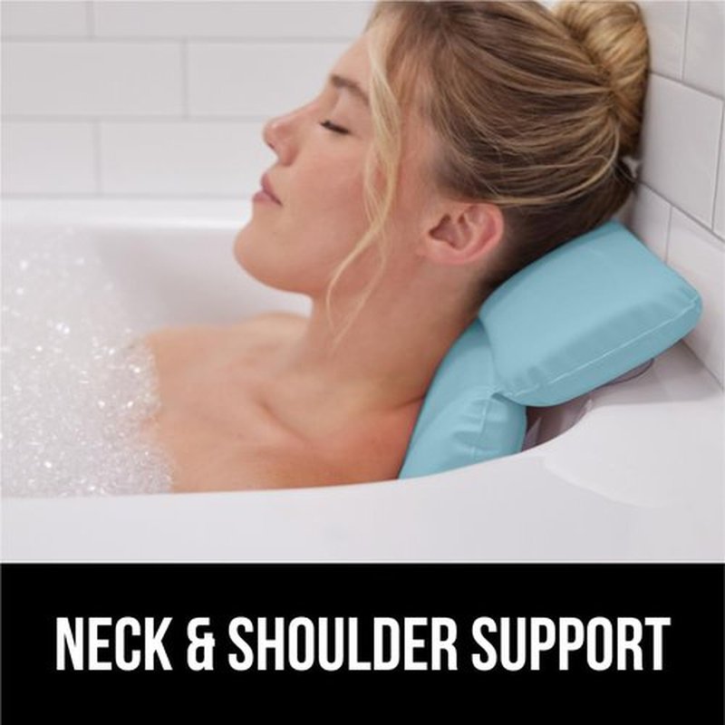 Gorilla Grip Bath Pillow for Tub, Improved Suction Cups, Luxury Bathtub Pillows, Headrest for Neck and Back Support, Relaxing Home Spa, Hot Tub and Bathroom Essentials, Gifts for Women, 2 Panel Blue