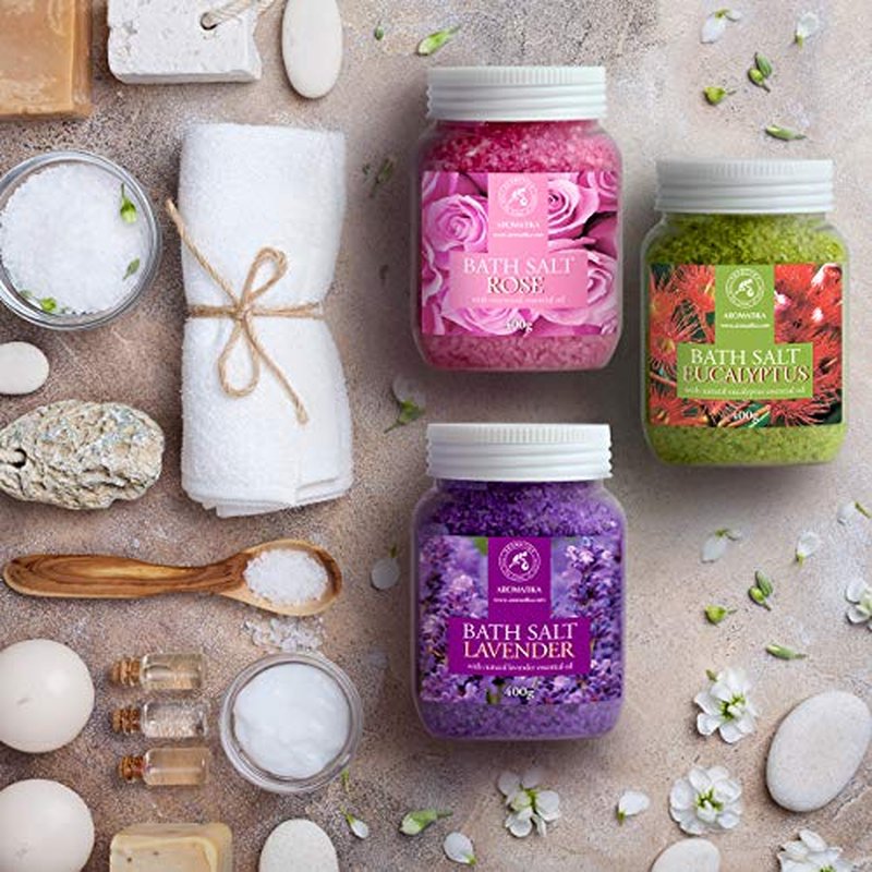 Bath Salts Set 42 Oz - Epsom Salt - Himalayan Pink Salt - Dead Sea Salt - 100% Pure & Natural - Best for Good Sleep - Beauty - Bathing - Body Care - Wellness - Relax - Aromatherapy - Spa