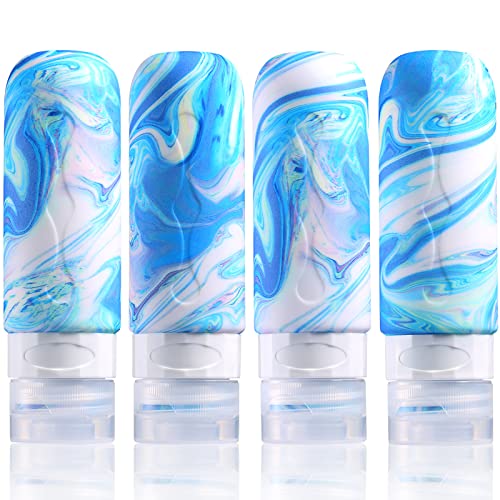 Gemice Travel Bottles for Toiletries Tsa Approved Travel Size 3oz Containers BPA Free Leak Proof Travel Tubs Refillable Liquid Travel Accessories for Cometic Shampoo and Lotion Soap (4 Pack)