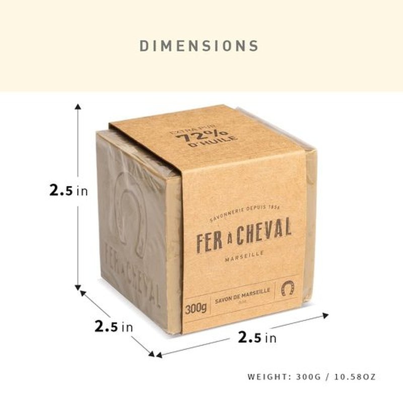 Fer à Cheval Pure Olive Authentic Savon De Marseille Soap Bar, Natural Plant-Based Savon Marseille Soap Cube with French Olive Oil Soap, 300g