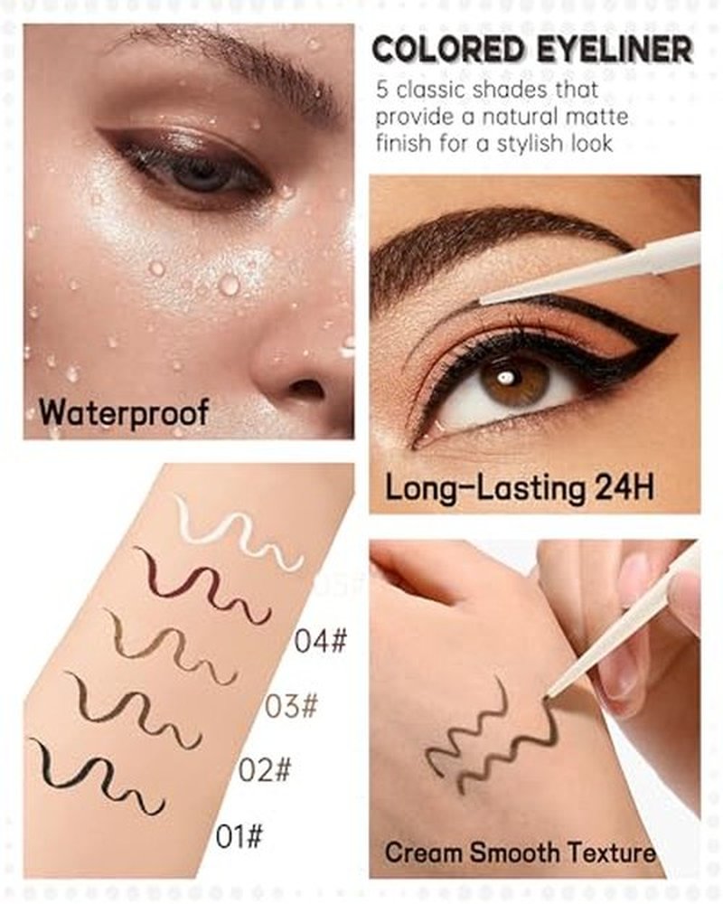 Black Matte Eyeliner Gel Pencil, Waterline Eyeliner Waterproof Smudge Proof, Ultra-Fine Tip, Cream Smooth Texture, Quick-Drying Long-Lasting, High Pigmented Eye Liner Pen Makeup, Delineador De Ojos-01