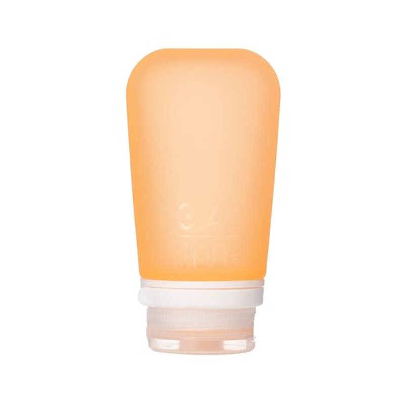 humangear GoToob+ (Large) | Refillable Silicone Travel Bottle | Locking Lid | Food-Safe Material | Orange, Large (3.4 fl.oz.; 100ml)