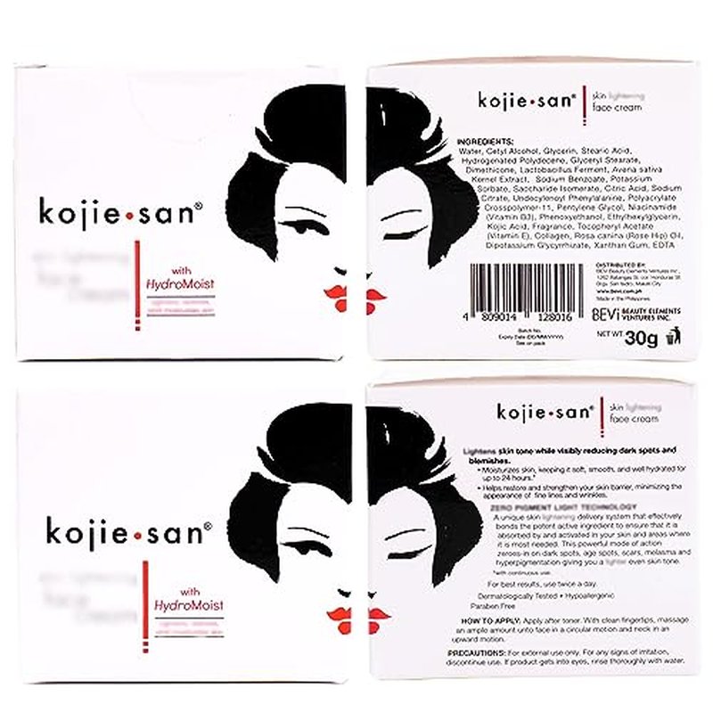Kojie San Skincare Bundle - Facial Brightening Set with 2 Bars of Kojic Acid Soap, Face Cream & Exfoliating Face Brush