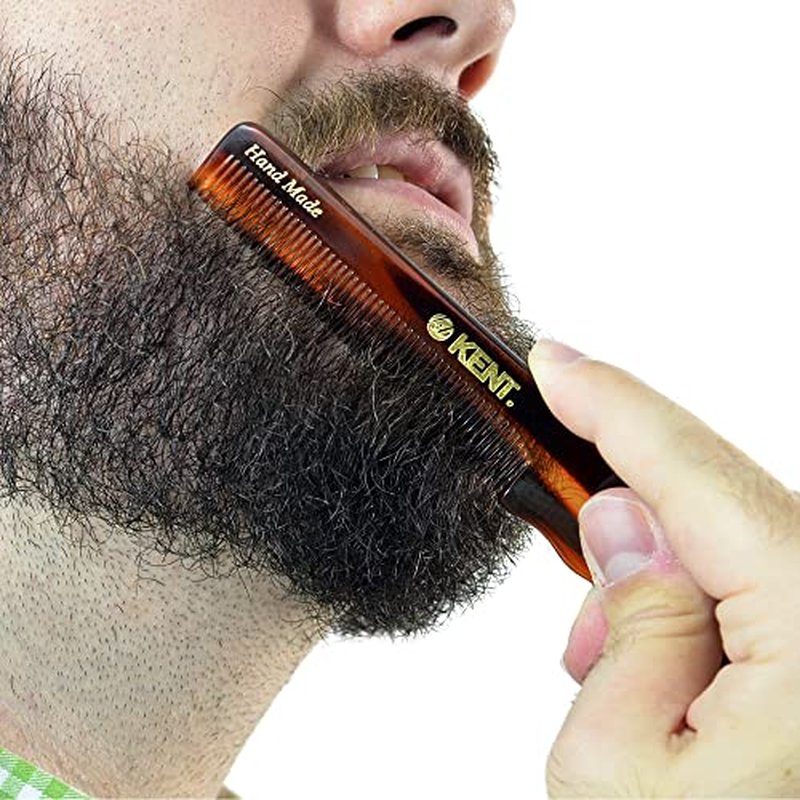 Kent R18T Fine Tooth Comb for Men, Handmade Hair Comb for Styling Comb for Men with Fine Hair, Mustache Comb and Pocket Beard Comb for Men with Thumb Grip, Saw Cut and Hand Polished, Made in England