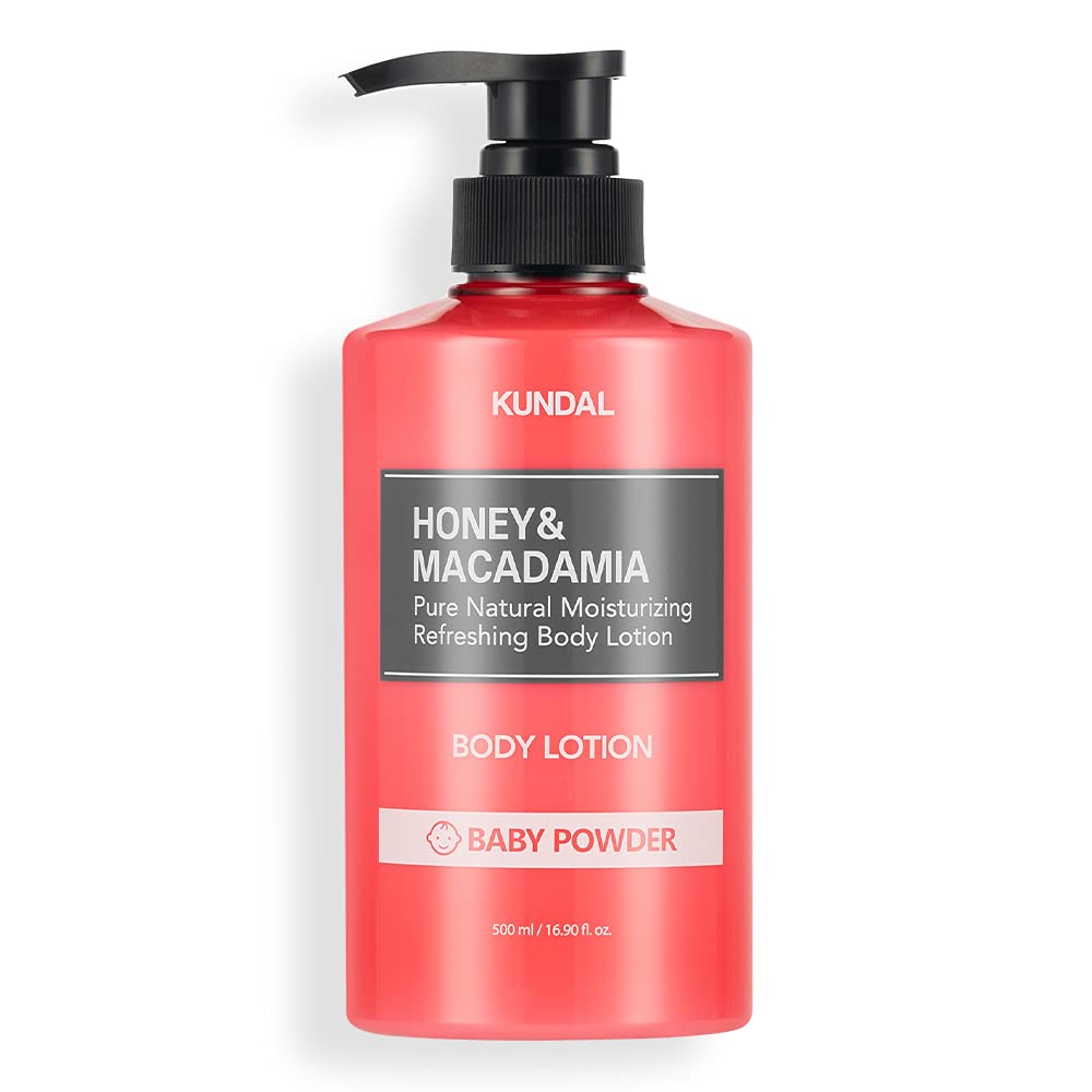 KUNDAL Honey & Macadamia K Beauty Body Lotion, Baby Powder, 16.9 Fl Oz - Deep Hydration, Gentle-Feeling Skin Care, Aloe Vera, Moisturizing, Hypoallergenic