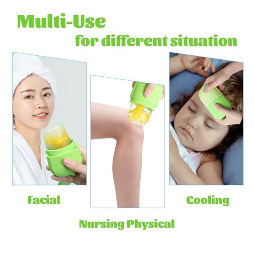 Ice Roller for Face and Eye, Upgrated Ice Face Roller,Facial Beauty Ice Roller Skin Care Tools, Ice Facial Cube, Gua Sha Face Massage, Silicone Ice Mold for Face Beauty (Green)