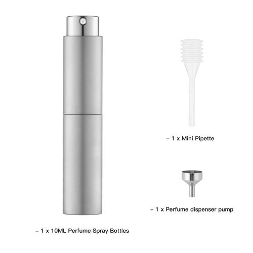 Tekson 10ml Travel Perfume Atomizer Refillable, Mini Cologne Spray Bottle Empty, Small Coffee Spray Bottle (Sliver)
