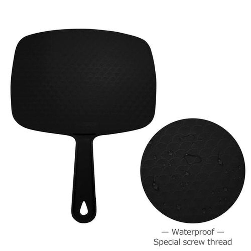 DVHOK 2Pcs Handheld Mirror, Portable Hand Mirror with Hanging Hole in Handle, Black&Pink 7.4" W x 10.4" L