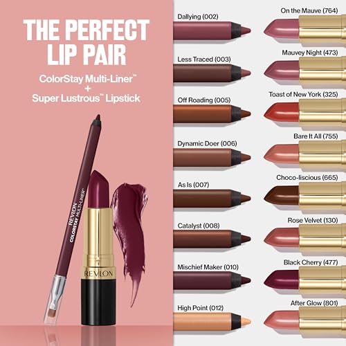 Revlon ColorStay Multi-Liner, Dual-Ended Pencil, Multi-Use for Lips, Face and Eyes, 006 Dynamic Doer