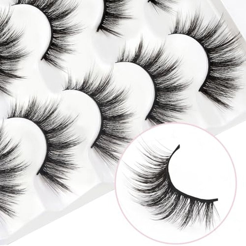 Veleasha Lashes Cat Eye Lashes Faux Mink Lashes 100% Handmade Natural Look Fake Eyelashes Lightweight Fluffy False Eyelashes 5 Pairs Pack (54)
