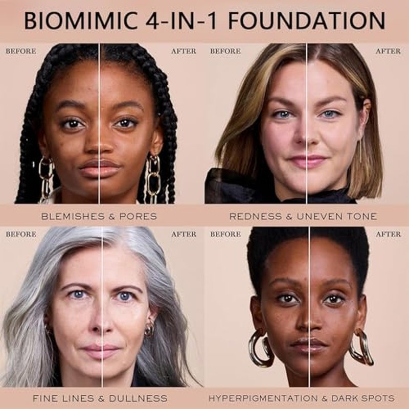 4 In 1 Foundation Liquid 30g，Temperature Changing Foundation，Medium Spectrum with SPF 50+ & Longwearing & Waterproof，High Coverage Korean Makeup Liquid Foundation Base Makeup Concealer Cosmetics ﻿