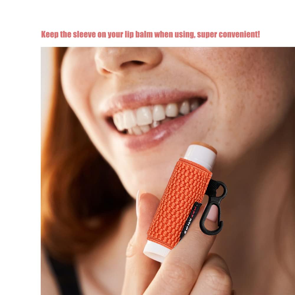 HEYSKAY Lip Balm Holder Sleeves Keychain Chapstick Elastic Sleeves